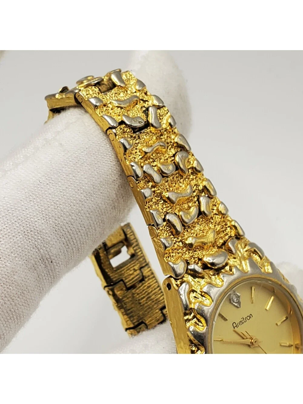 Armitron Gold Nugget Style Watch Women 24mm New Battery